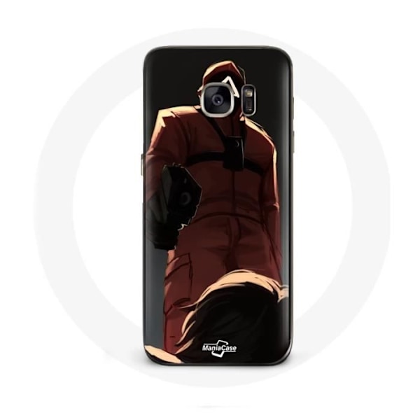 Coque för Samsung Galaxy S6 Edge Squid Game Röd Soldat med Triangelmask