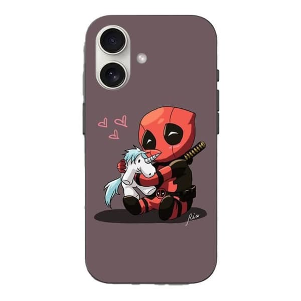 Coque iPhone 16 Baby Deadpool med enhörning