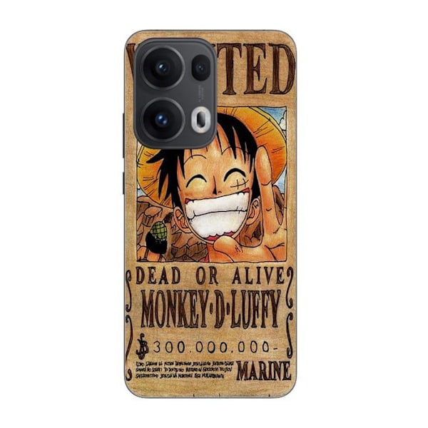 Coque Maniacase för Oppo Reno 13 Pro 5G One Piece Wanted Poster Monkey D. Luffy Svart