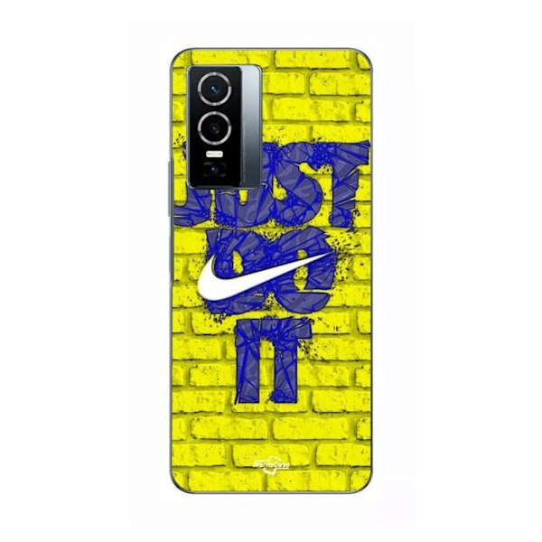 Coque För Vivo Y76 5G logo just do it färg blå fram gul Maniacase SVART