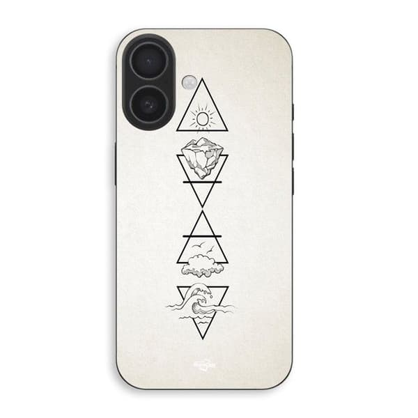 Telefoncover - MANIACASE - Iphone 16 - Silikone - Blød - De 4 hellige elementer Svart