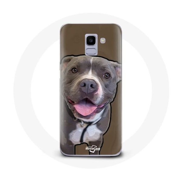 Coque för Samsung Galaxy J6 2018 Vitgrå Pitbull Hund