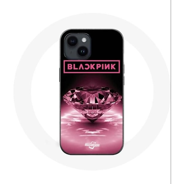 Coque - Maniacase - Iphone 14 - Svart - Rosa Logotyp - Kpop - Mjuk svart