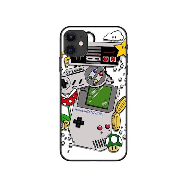 Mobilskal - Maniacase - Iphone 11 - Mjuk - Silikon - Vintage Nintendo-konsoler Svart