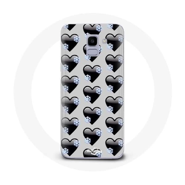Cover til Samsung Galaxy A6 2018 med sort hjertebaggrund