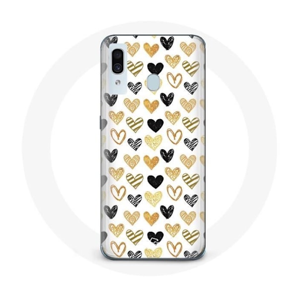 Coque för samsung galaxy A40 Bakgrund med abstrakt textur svarta hjärtan