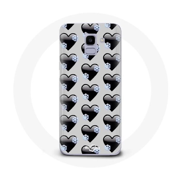 Cover til Samsung Galaxy A8 2018 Sort hjertebaggrund