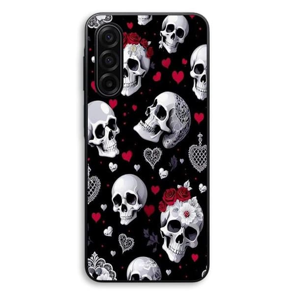 Coque til Samsung Galaxy A27 Dødningehoved og hjerter Maniacase Svart