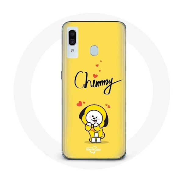 Coque för Samsung Galaxy A20e BTS Bangtan Killar BT21 Chimmy Jimin Gul Bakgrund