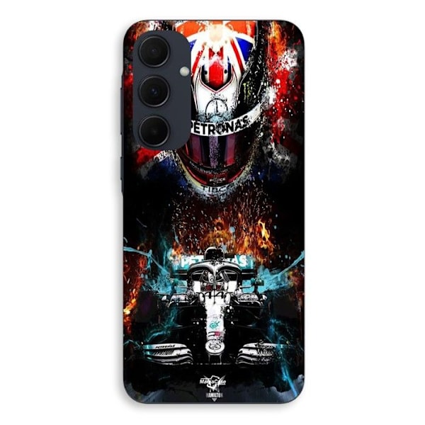 Coque för Samsung Galaxy A35 Lewis Hamilton Mercedes 44 Maniacase Svart