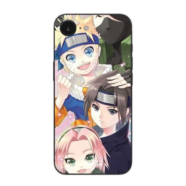 Coque Maniacase til iPhone 16E Kakashi Naruto Sasuke Sakura Svart