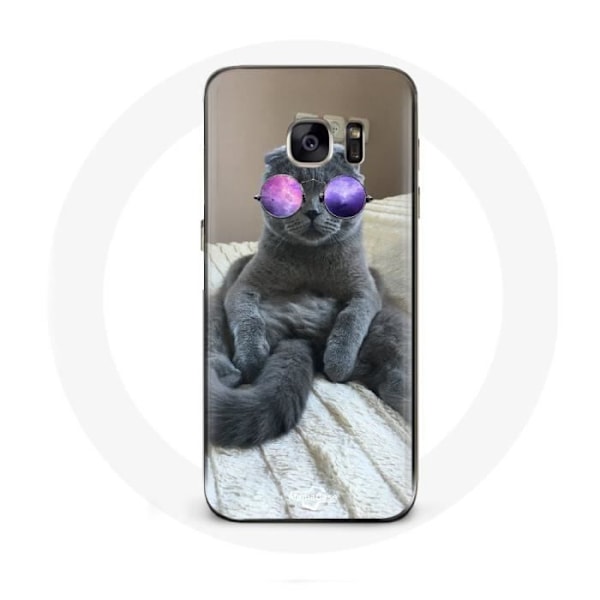 Coque för Samsung Galaxy S6 Edge Katt med Violetta Glasögon