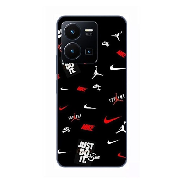 Coque för Vivo Y35 4G NIKE JORDAN VIT RÖD svart bakgrund Maniacase SVART