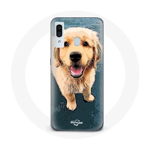 Coque - Samsung - Galaxy A20 - Souple - Noir - Golden retriever Valp