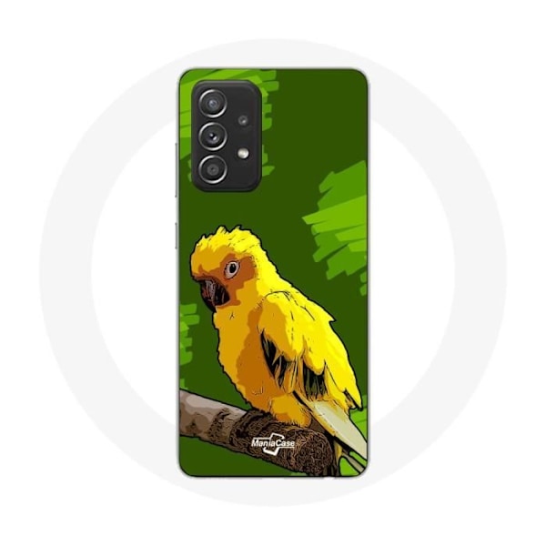Skyddsfodral för Samsung Galaxy A52 Gula Parakiter på Grön Bakgrund