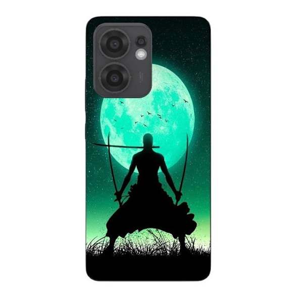 Coque Maniacase pour Oppo Reno 13F roronoa zoro triple épée pleine lune Svart