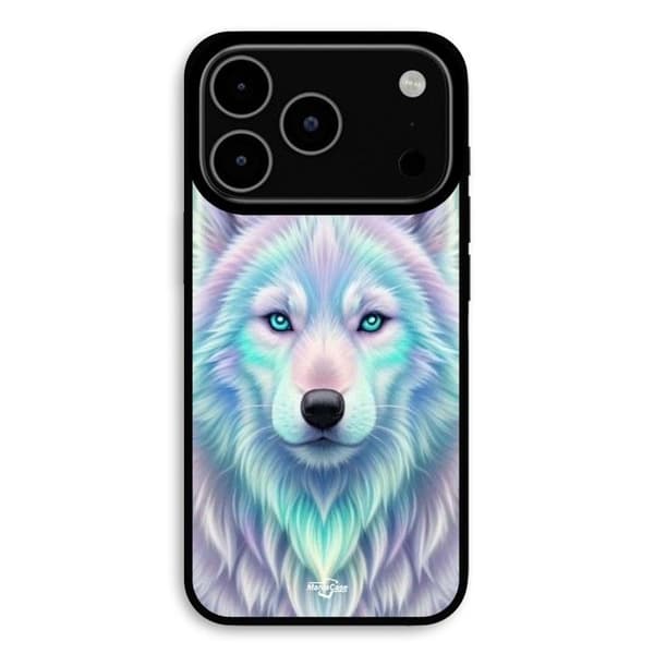 Coque för iPhone 17 Pro Vit Varghaj reflext lila Maniacase Svart