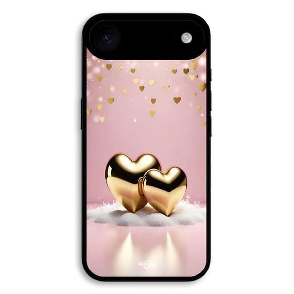 iPhone 17 Air etui med glitrende gyldent hjerte gyllene