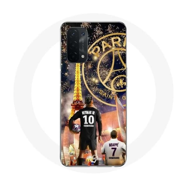 Coque - PSG - Oppo A74 5G - Neymar och Mbappé - Flexibel - Vit