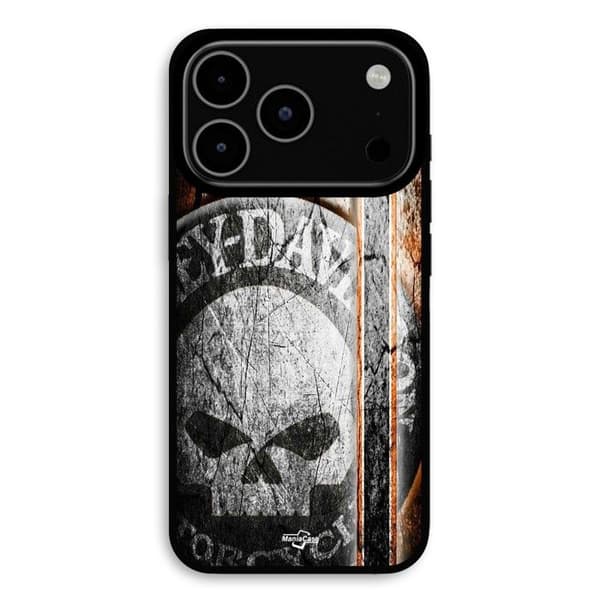 Coque til iPhone 17 Pro Max Harley Davidson vintage dødningehoved Maniacase Svart