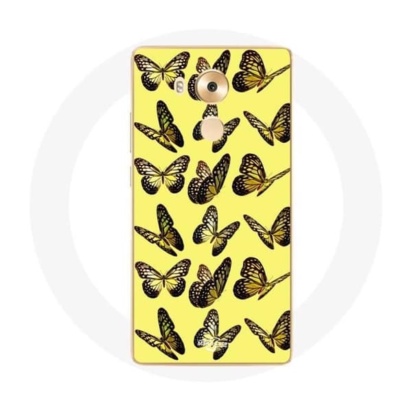 Cover til Huawei Mate 8 Sommerfugle Gul Baggrund