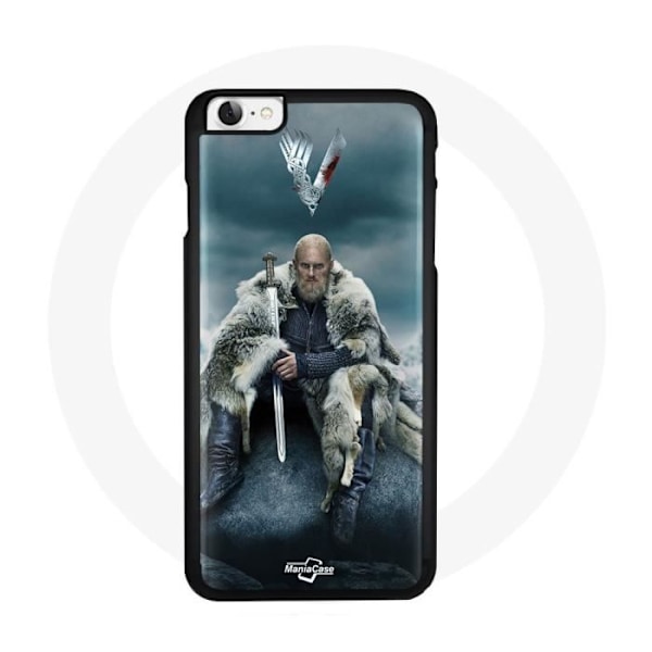 Coque för Iphone 7 Vikings Series Säsong 6 Ragnar Lothbrok logotyp V Svärd Grått Dimma Bakgrund