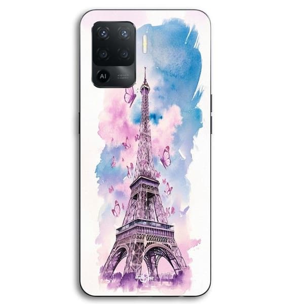 Coque Oppo A94 Eiffel-torni Värikäs Perhonen Maniacase Svart