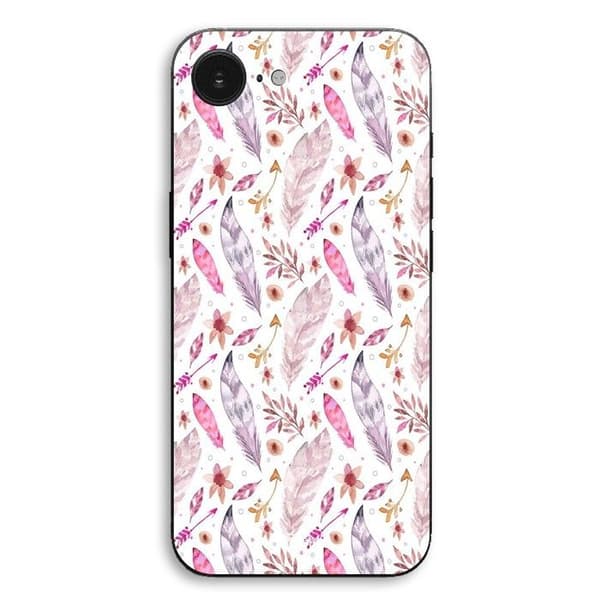 Cover til iPhone 16E, lyserøde fjer, Maniacase Svart