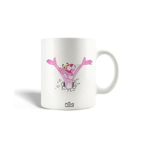 Mugg i Keramik - Den Rosa Pantern - 30cl - Diskmaskinssäker - Vit - Rund
