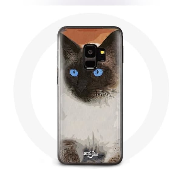 Cover til Samsung Galaxy S9 Plus Siamesisk Sort og Hvid Blå Øjne