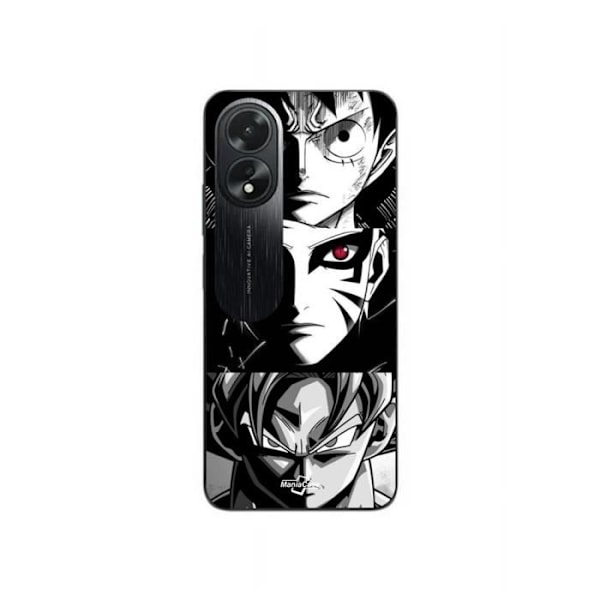 Coque Oppo A38 Sangoku Naruto Luffy One Piece Dragon Ball Z svart och vitt bakgrund, anime manga Maniacase