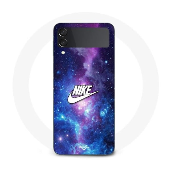 Coque - Nike - Galaxy Z Flip4 - Vit logotyp - Färgglad rymd - Mjuk Vit, Färgrymd