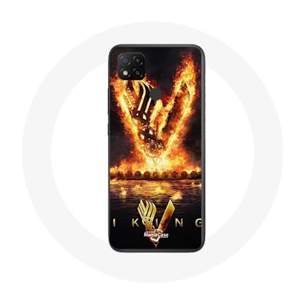 Coque för Xiaomi Redmi 9C Vikings Serie Säsong 6 logo V Eldsvärd Svart bakgrund