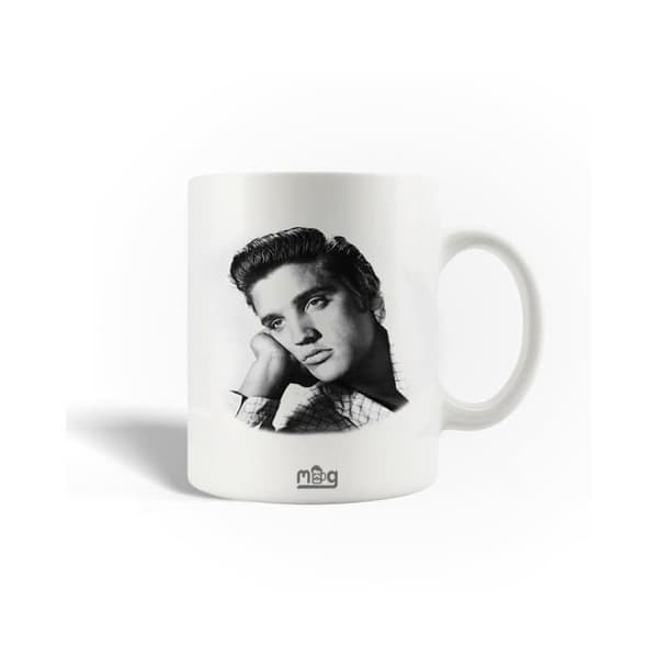 Keramikmugg - Elvis Presley - 30 cl - Vit - Diskmaskinsvänlig - Höjd 9,5 cm