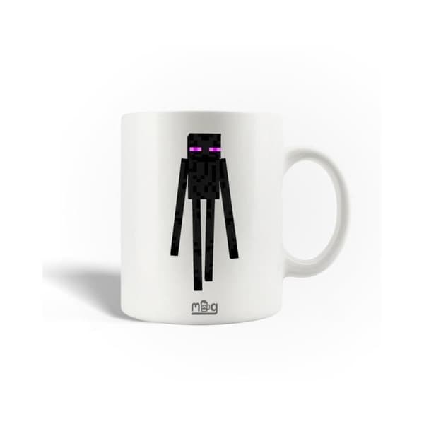 Mugg i Keramik - Minecraft - Enderman - 30cl - Diskmaskinvänlig - Vit