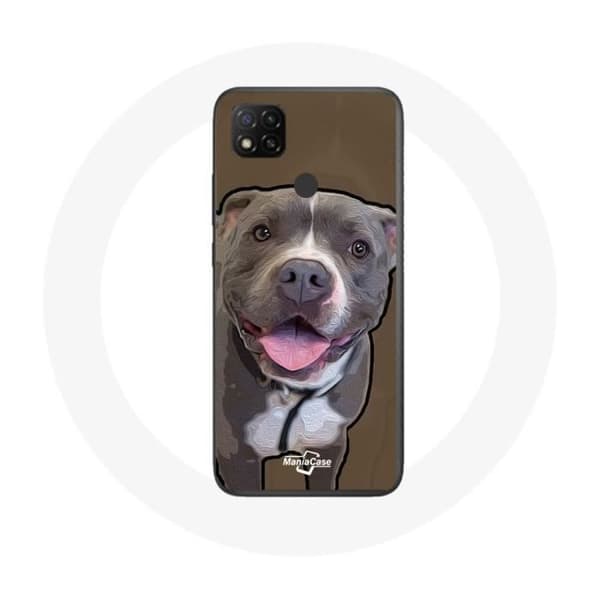 Xiaomi Redmi 9C Cover Pitbull Hund Hvid Grå