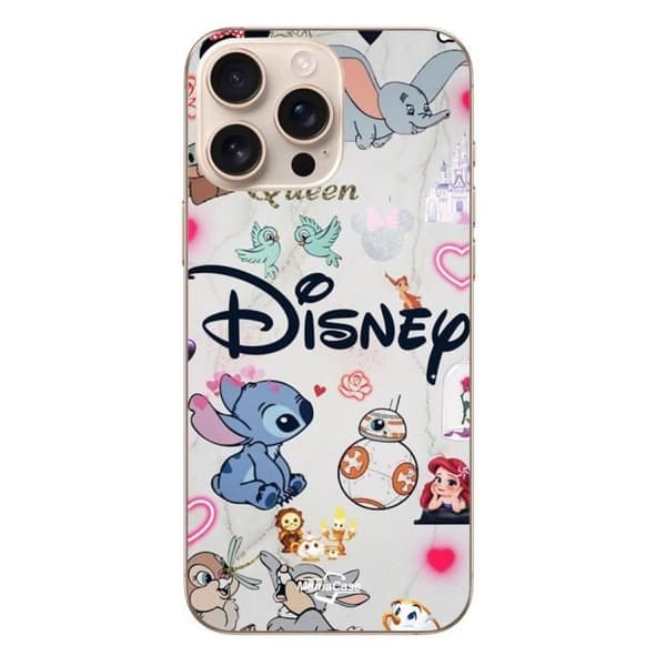 Fodral - MANIACASE - Iphone 16 Pro - Disney Stitch Ariel Dumbo - Flexibel - Vit