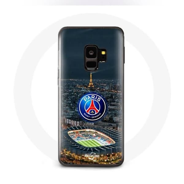 Coque - PSG - Samsung Galaxy S9 - Pehmeä - Logo - Yö, Eiffel-torni