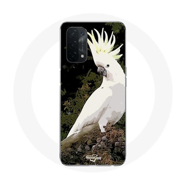 Skal för Oppo A74 5G Kakariker Papegojor Vit på trädet