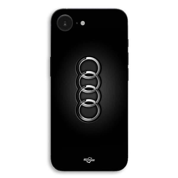 Coque til iPhone 17 med Audi bil logo, sort front, Maniacase Svart