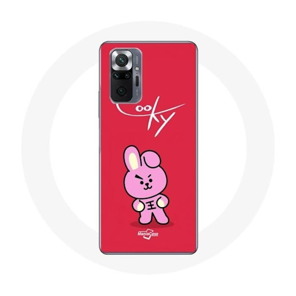 Coque för Xiaomi Redmi Note 10 Pro BTS Bangtan Killar BT21 Cooky Röd Bakgrund