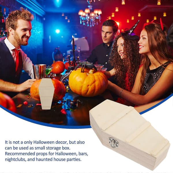 1 st Halloween Presentförpackning Hexagonal Kista Trälåda Godisförvaringslåda DIY Tillbehör