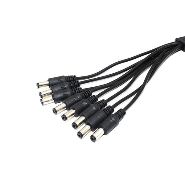 2-pakning - 1 til 8-veis DC-strømsplitterkabel 5,5 mm x 2,1 mm hann for CCTV-kameraer