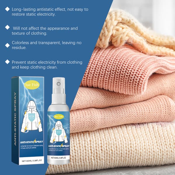 100 ml/boks Antistatisk spray for dunjakke - Forhindrer statisk elektrisitet i hår, husholdningsbomullsteppe og klær.