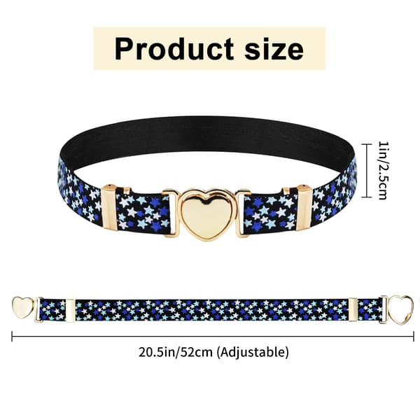 Pack Barnbälte Elastiskt Bälte Flickor Justerbart Stretchbälte Hjärtformad Spänne Elastiskt Barnbälte Midjebälte 60 x 2,5 cm För Klänningar Jeans Byxor
