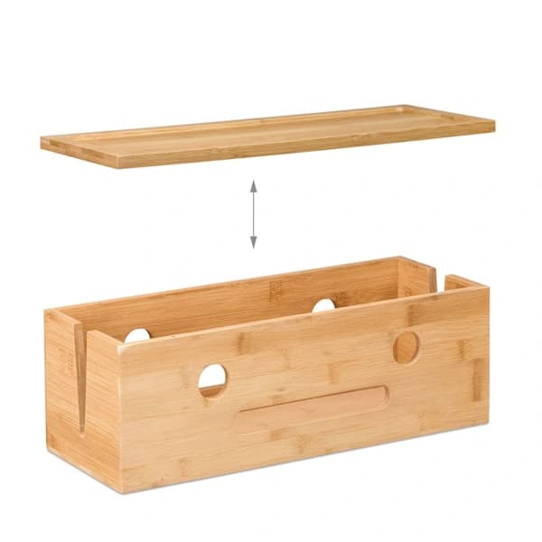 Kabelbox i bambu, naturlig bambufärg