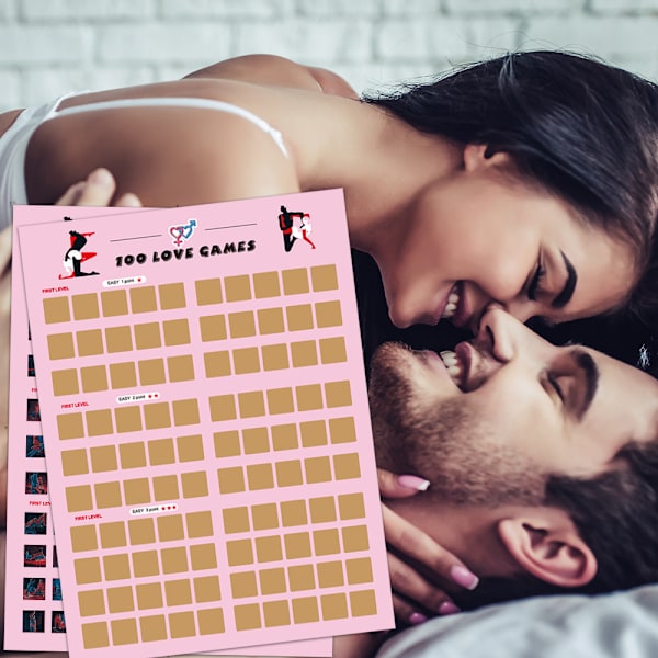 2-pack Love Games skraplotter för par, 100 utmaningsskraplotter som gåvor
