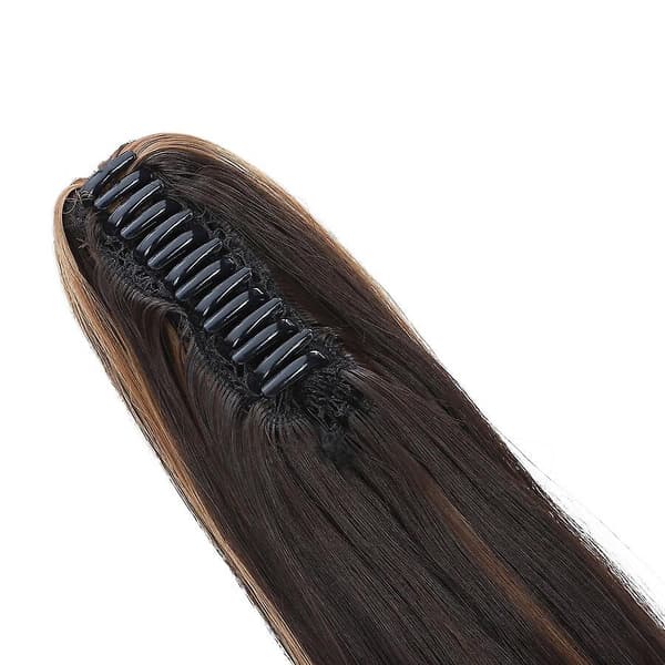 22\" lang glat hestehale-extension med klemme til kvinder chocolate brown & brown