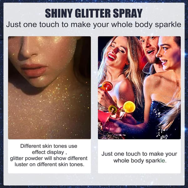 (Ny) XDY- Glitrende Glitterspray Langvarig Sølvglitter Hårglitter Glitrende Spray For Kropp