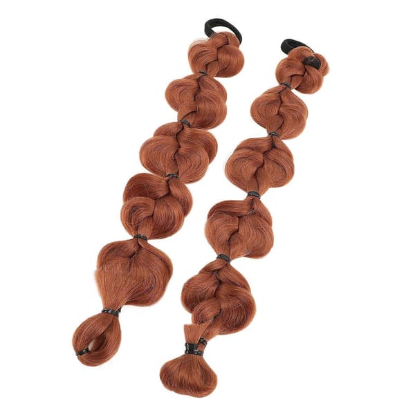2 stk. hestehale-fletning, sød lang boble-hestehale-parykfletning til piger Light Brown